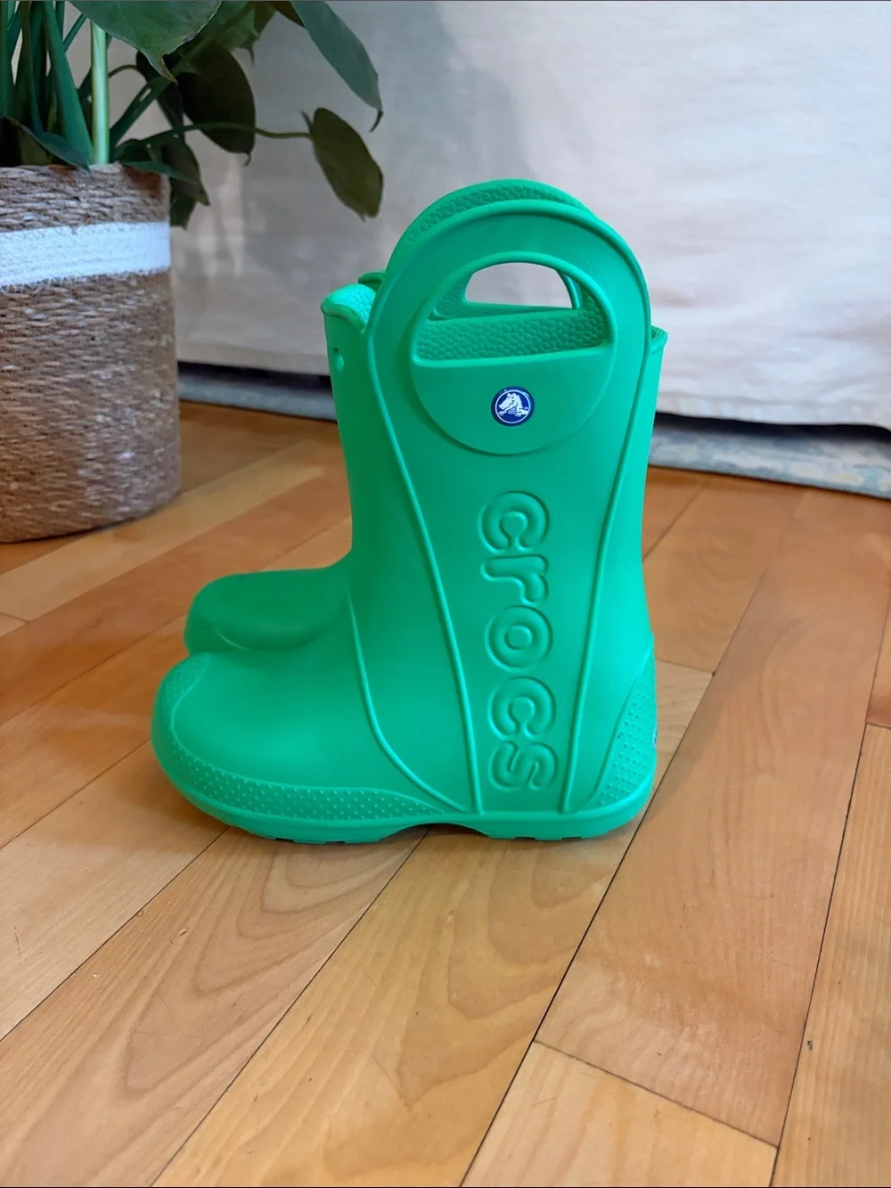 CROCS Kids Bright Green Pull-On Rain Boots